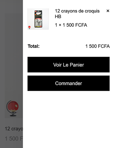 panier de la boutique